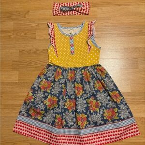 “Matilda Jane” dress size 8 with matching headband in EUC
